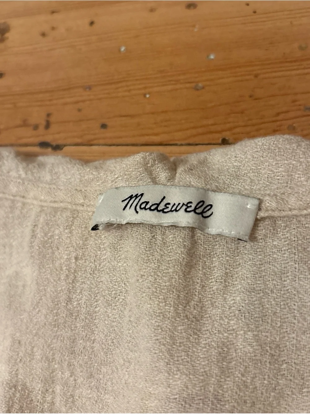 MADEWELL Women Size XS Linen Cotton Ruffle Neck Midi Dress